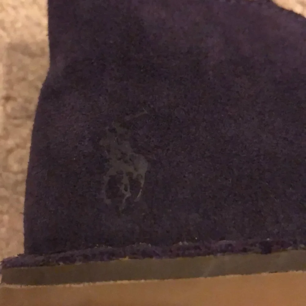Ralph Lauren Girls Purple Suede Ankle Booties - Size 7 1/2